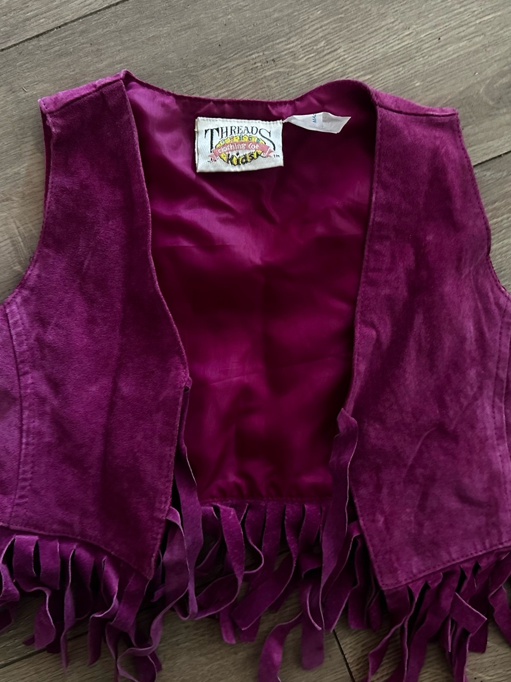 Threads Kids Suede Fringe Vest in Deep Magenta